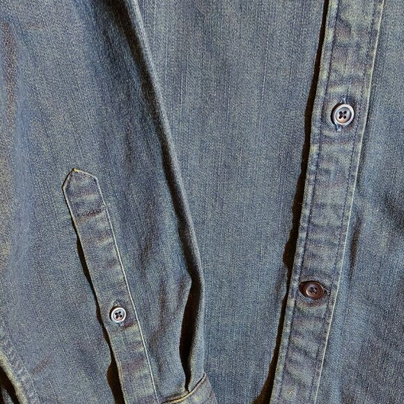 Express Dark Blue NWT Men’s L Denim Button Collared Shirt - Picture 5 of 16